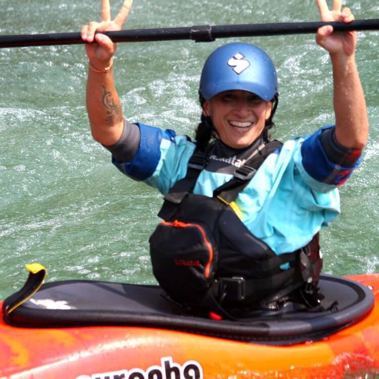 Melissa happy on her home river, the South Fork American